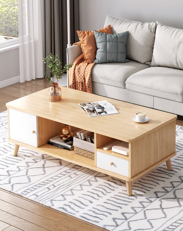 MESA DE CENTRO OASIS BLANCO Y MARRON -MFTOP