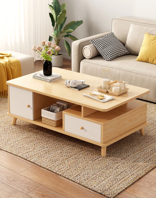 MESA DE CENTRO OASIS CON ALERO BLANCO Y MARRON -MFTOP