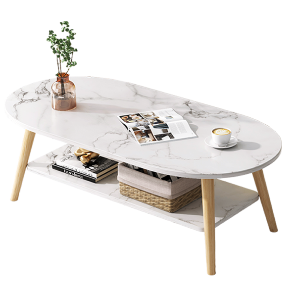 MESA DE CENTRO VINTAGE MARMOLEADO BLANCO - MFTOP - Imagen 5