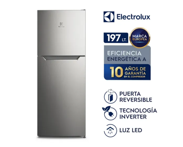 ERT23F2P4AS - Refrigeradora No Frost Top Mount 197Lt Silver Electrolux