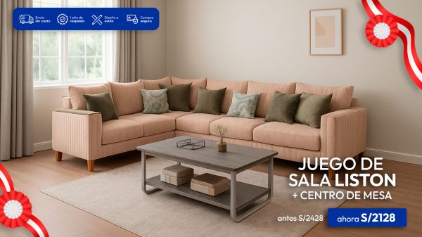 JUEGO DE SALA LISTON + MESA DE CENTRO